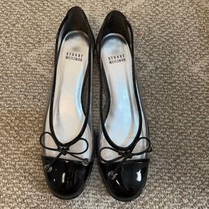 Stuart Weitzman Clear PVC Patent Leather Ballet Flats Black Size 8 Designer Y2K